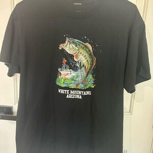 Vintage Graphic White Mountains Arizona Fish T-Shirt - Black